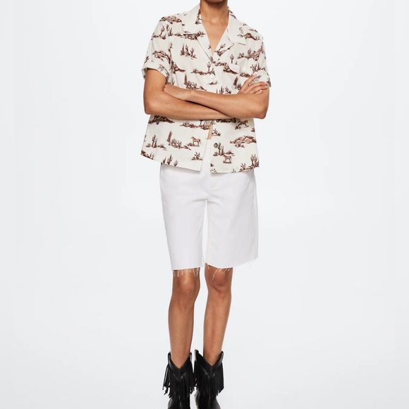 Mango Button Down Western Print Shirt MNG - Size XS - Picture 15 of 15